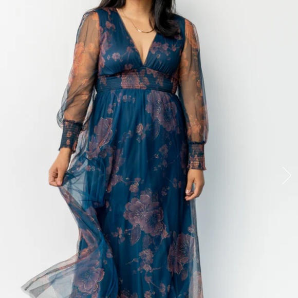 Baltic Born Layla Tulle Maxi Dress Copper & Blue Metallic Small - Picture 4 of 5